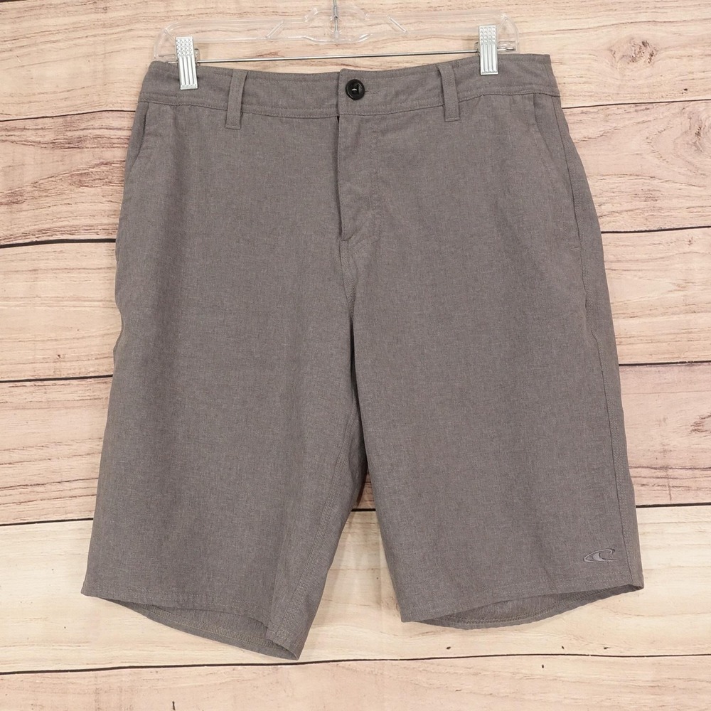 O'Neill Hybrid Shorts Mens 30 Gray Chino Polyester Stretch 10 Inseam Casual